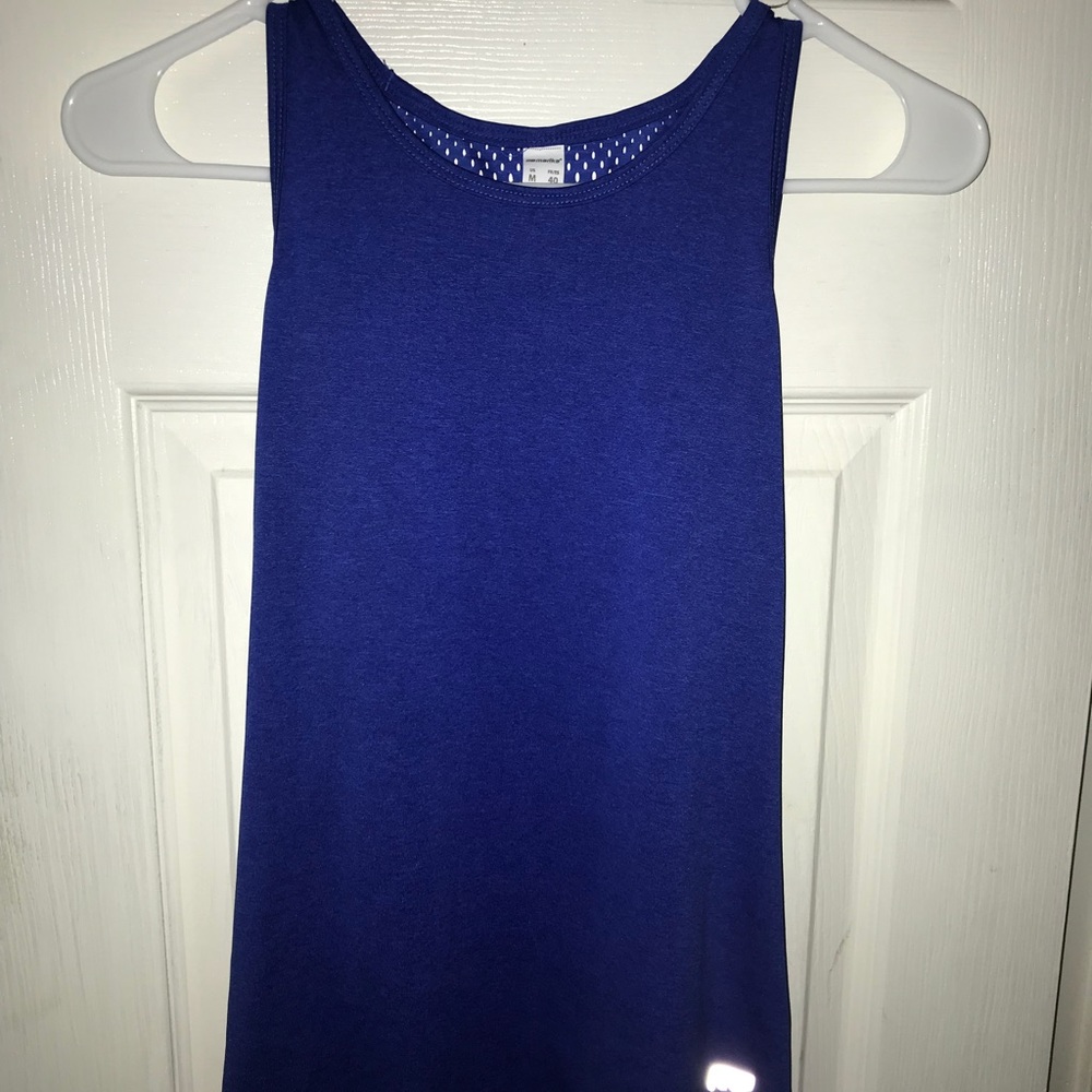 Blue Workout tank with open back